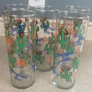 Seagram's Gin 12 Ounce Gin And Sonic 6.5" Tall glasses Lot Of 5
